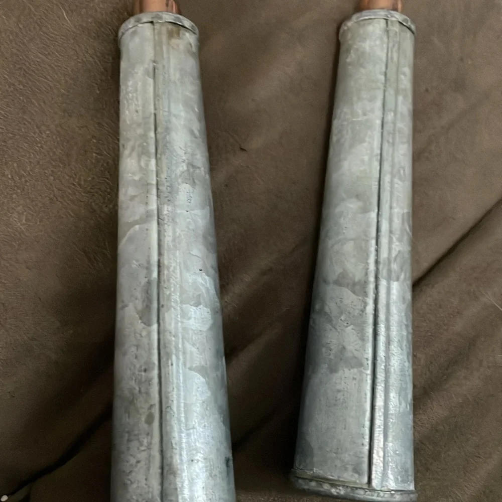Galvanized and copper serving set